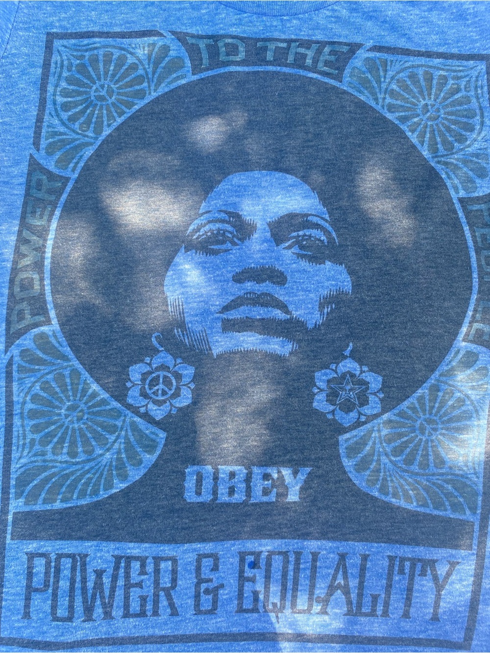 Obey Heather Blue Graphic Tee with Black Label - Picture 3 of 3